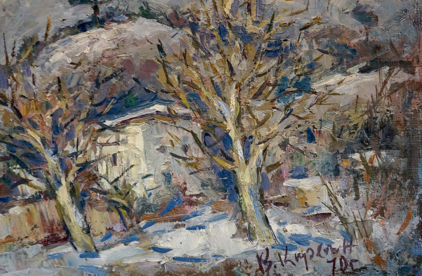 Oil painting Village by the mountain Karelin Vyacheslav