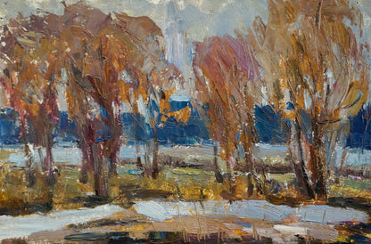 Oil painting Snow melts Sidorov Alexey Evdokimovich