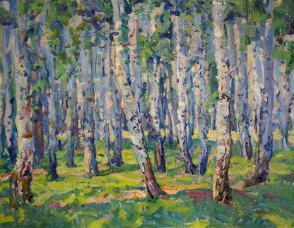 Oil painting Blue birch Fomin Anatoly Nikiforovich