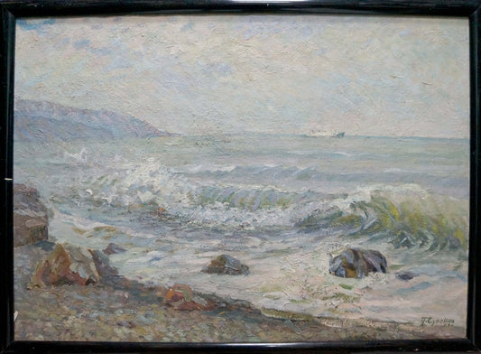 Oil painting Raging sea Suponin Petr Mikhailovich