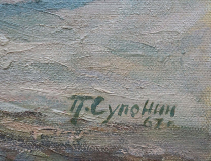 Oil painting Raging sea Suponin Petr Mikhailovich