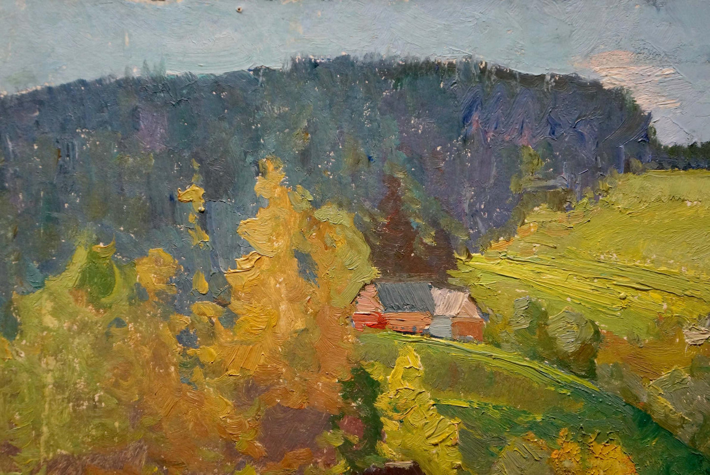 Oil painting Village by the mountain Sevastyanov Viktor Grigorievich