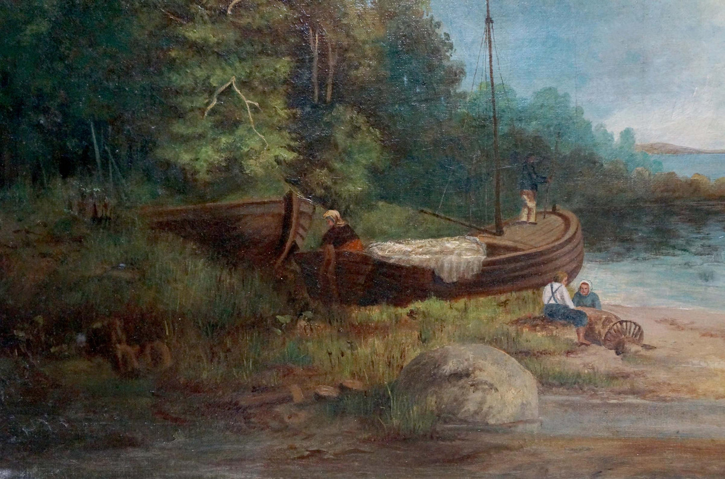 Oil painting People near the shore Lorentsev R.