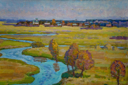 Oil painting Winding autumn river Grigory Ruban