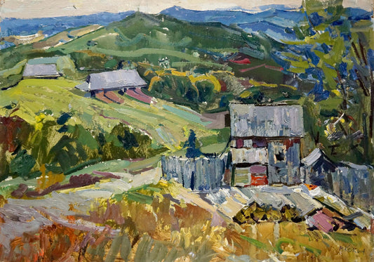 Oil painting Village landscape Kokin Mikhail Alexandrovich