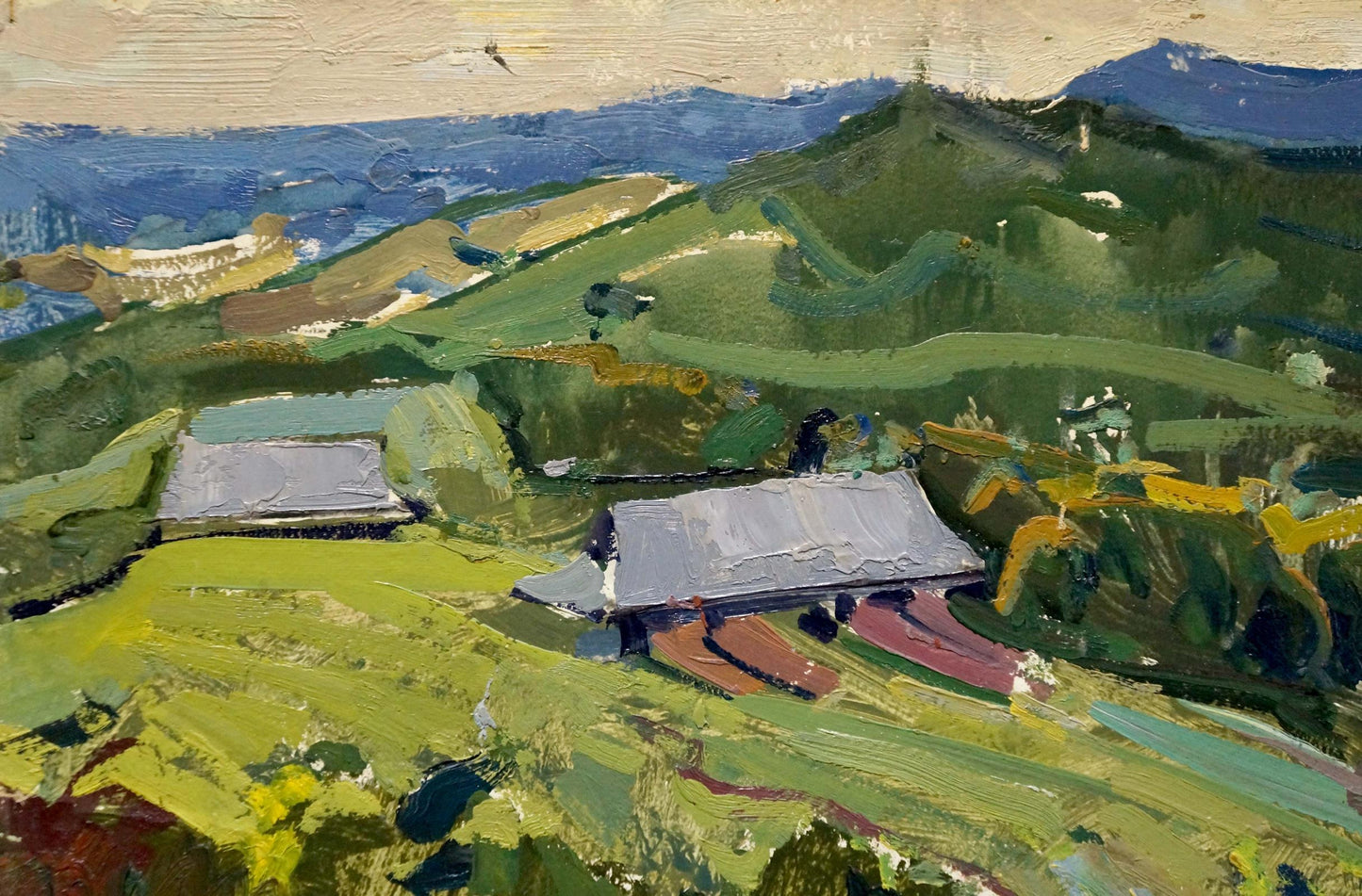 Oil painting Village landscape Kokin Mikhail Alexandrovich