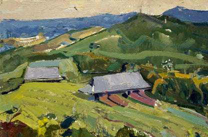 Oil painting Village landscape Kokin Mikhail Alexandrovich