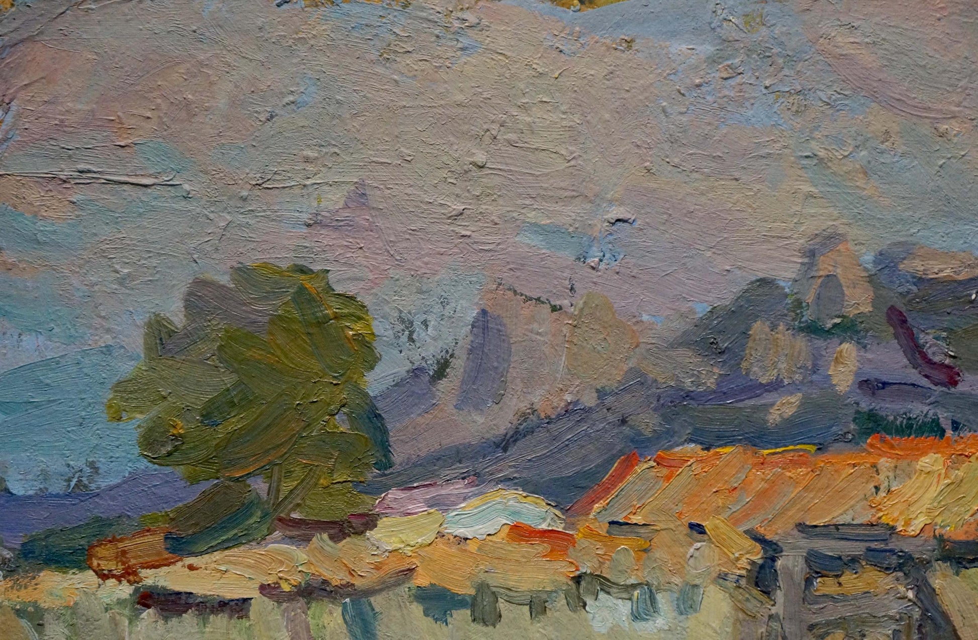 Oil painting depicting a Village Street by Ivan Gordeevich Kisel