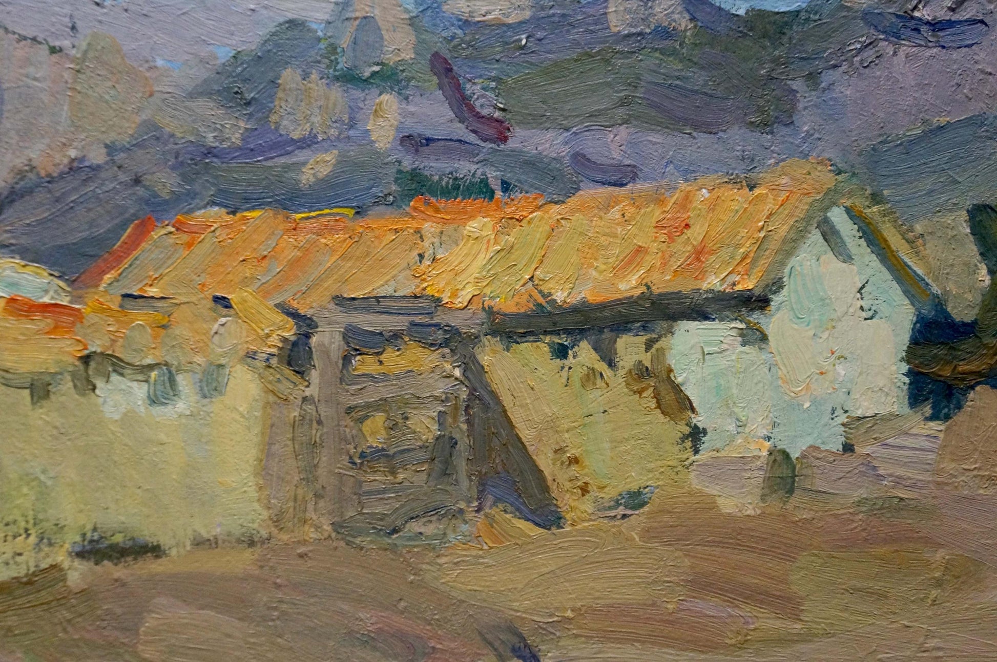 Oil artwork featuring a Village Street by Ivan Gordeevich Kisel