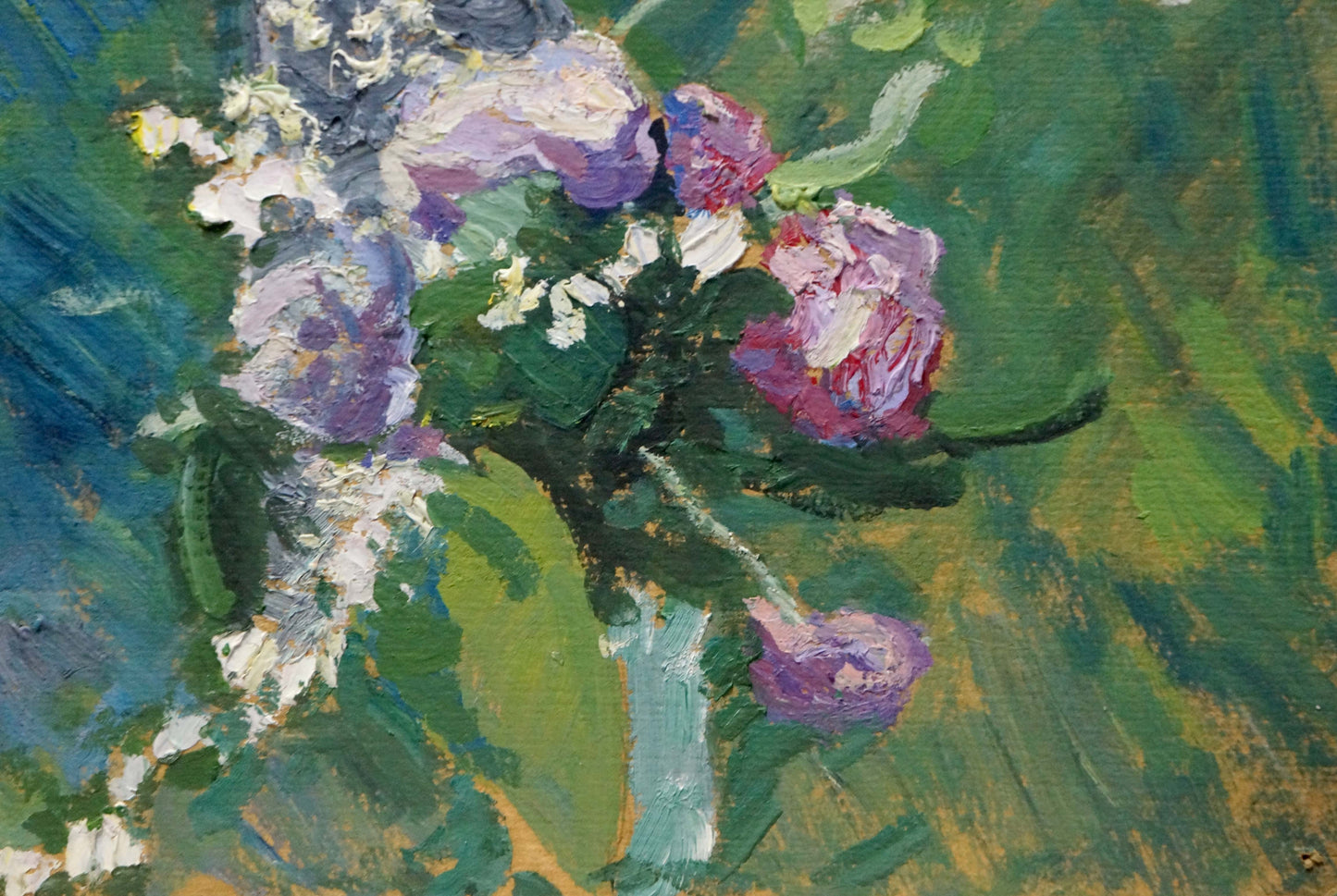 Oil painting Vase with flowers in the garden Unknown artist