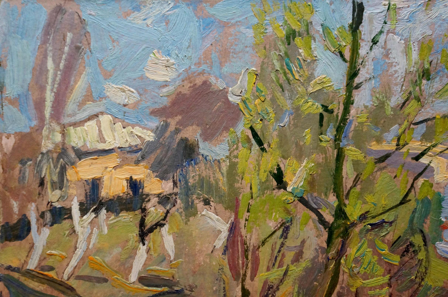 Oil painting House over the river Kokin Mikhail Alexandrovich