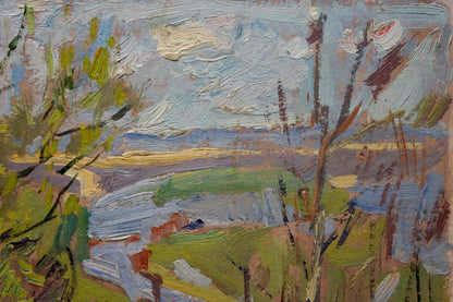 Oil painting House over the river Kokin Mikhail Alexandrovich