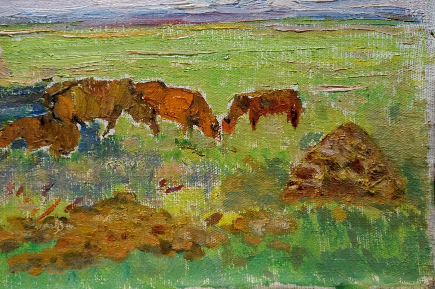 Oil painting Animals graze Sevastyanov Viktor Grigorievich