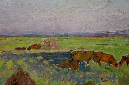 Oil painting Animals graze Sevastyanov Viktor Grigorievich