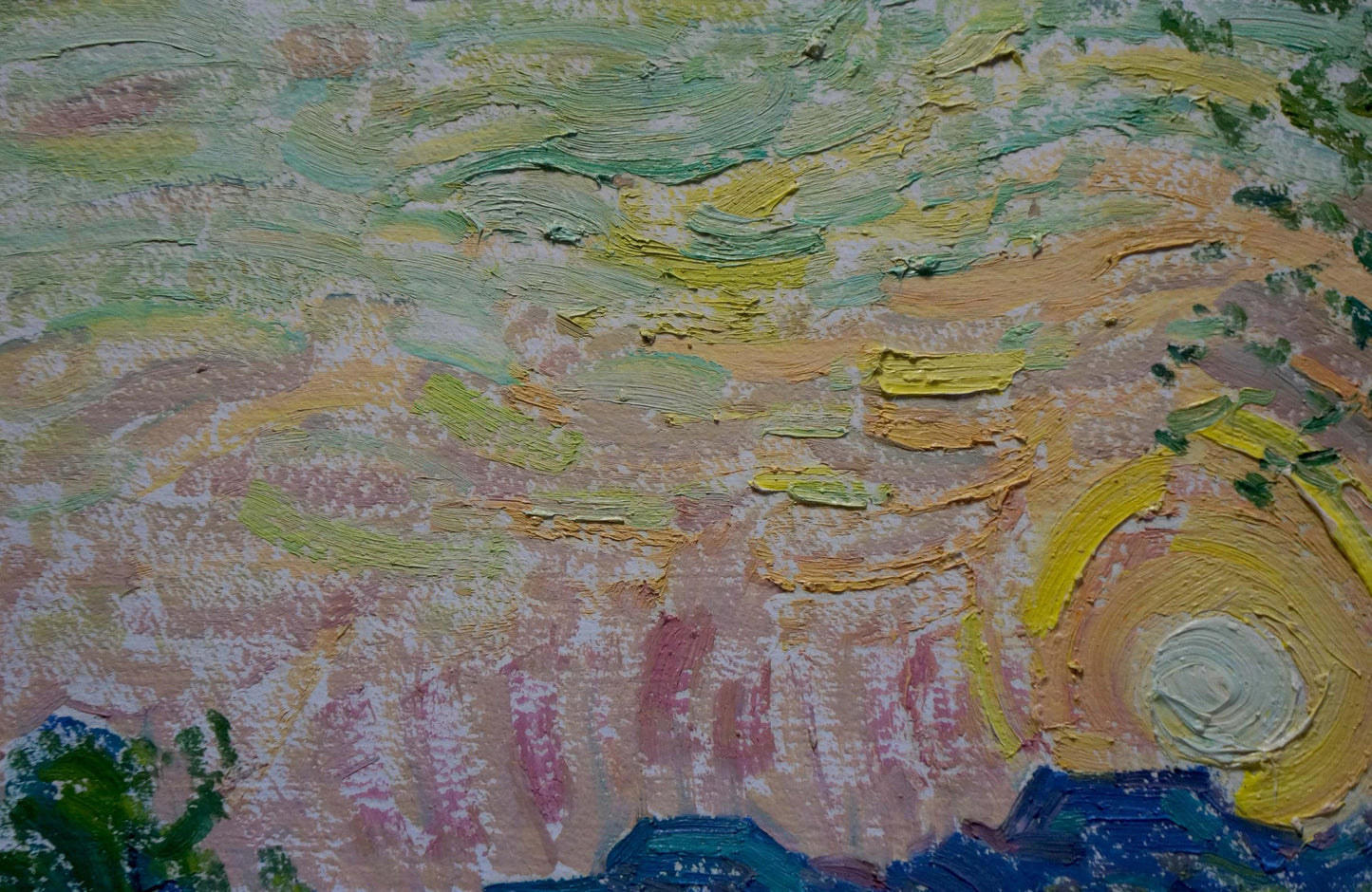 Oil painting Sunset landscape over the forest Viktor Sevastyanov