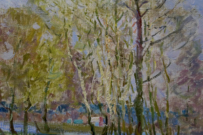 Oil painting Children by the pond Sevastyanov Viktor Grigorievich