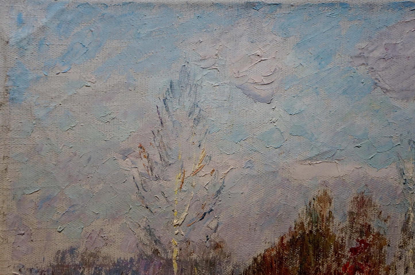 Oil painting Brown horse in the yard Viktor Sevastyanov