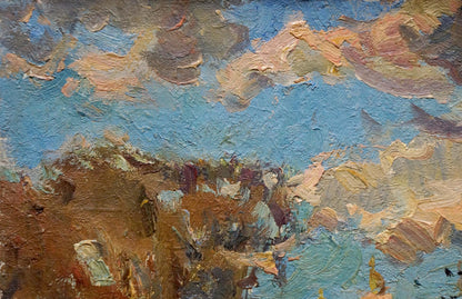 Oil painting Autumn cloudy day Viktor Sevastyanov