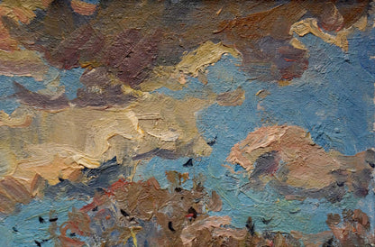 Oil painting Autumn cloudy day Viktor Sevastyanov