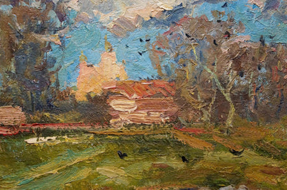 Oil painting Autumn cloudy day Viktor Sevastyanov