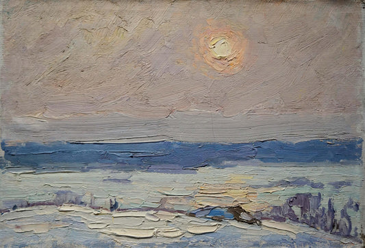 Oil painting Sunset landscape Sevastyanov Viktor Grigorievich