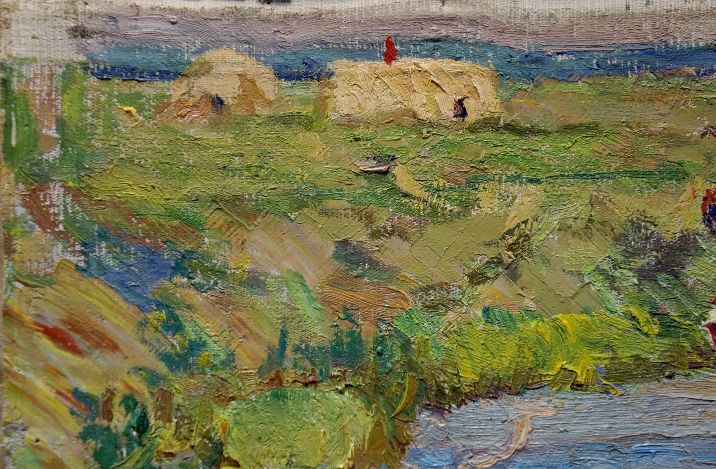 Oil painting People by the river Sevastyanov Viktor Grigorievich