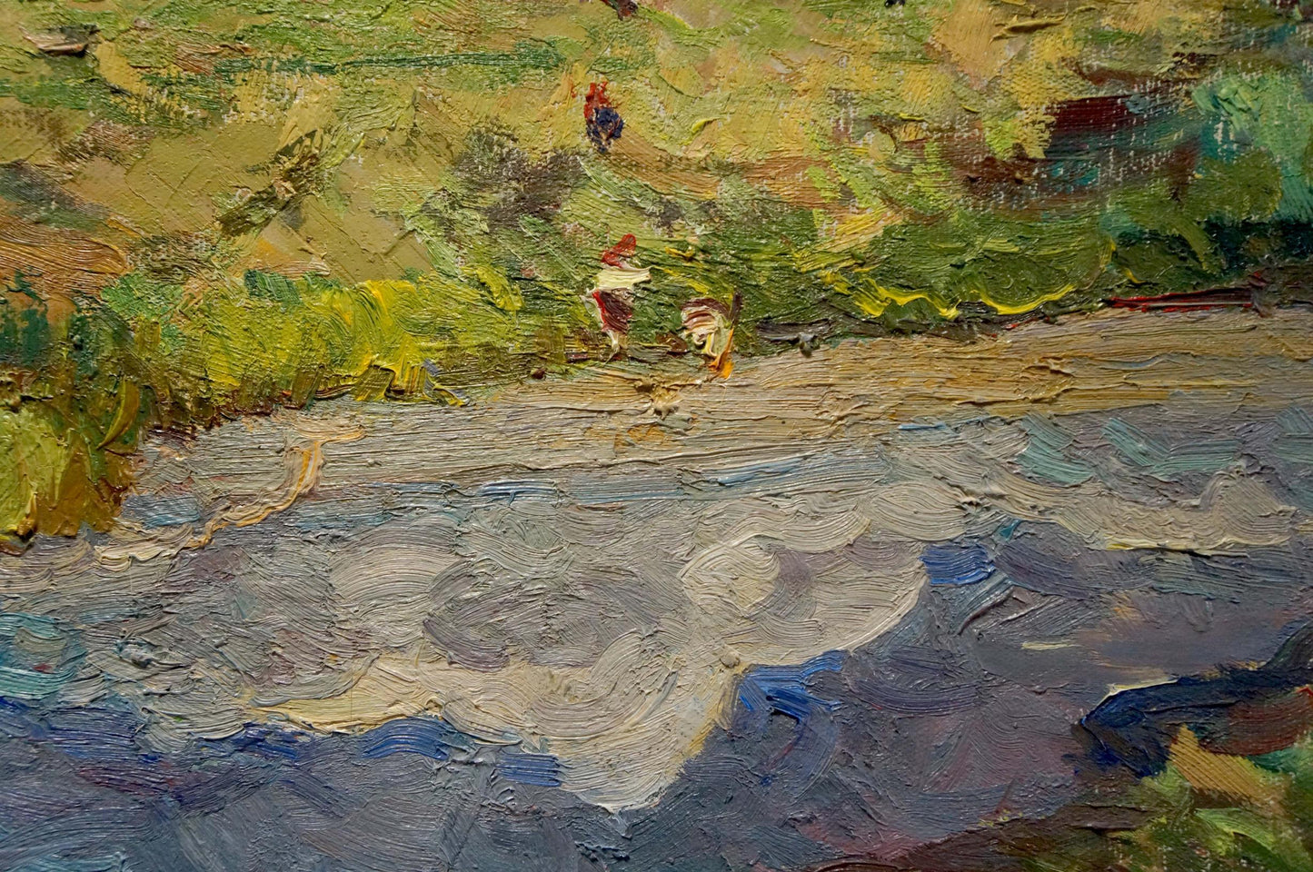 Oil painting People by the river Sevastyanov Viktor Grigorievich