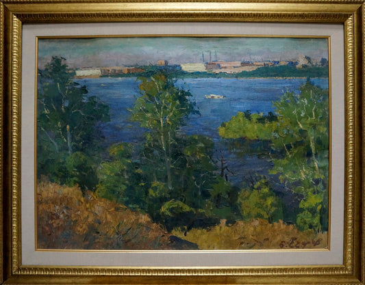 Oil painting River landscape Egorov Boris Kuzmich