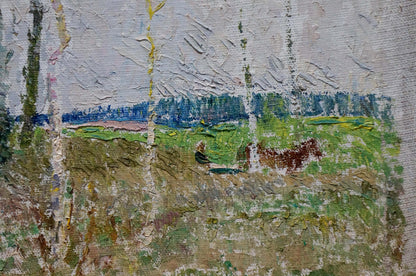 Oil painting Lonely birches Sevastyanov Viktor Grigorievich