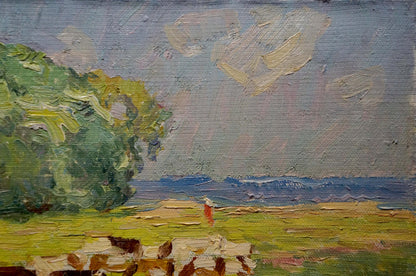 Oil painting Cows on the lawn Sevastyanov Viktor Grigorievich