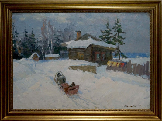 Oil painting Winter landscape Vasetsky Grigory Stepanovich