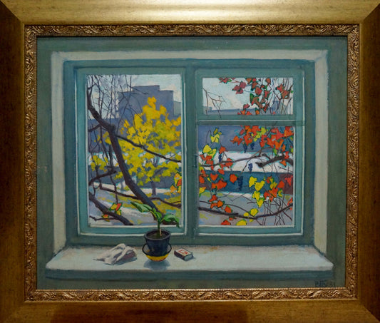Oil painting View from the window Vlasov Vladimir Grigorievich