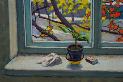 Oil painting View from the window Vlasov Vladimir Grigorievich