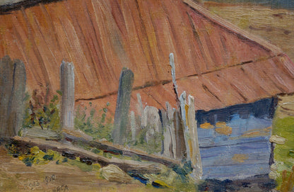 Oil painting House by the shore Mynka Alexander Fedorovich