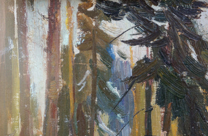 Oil painting Landscape in the forest