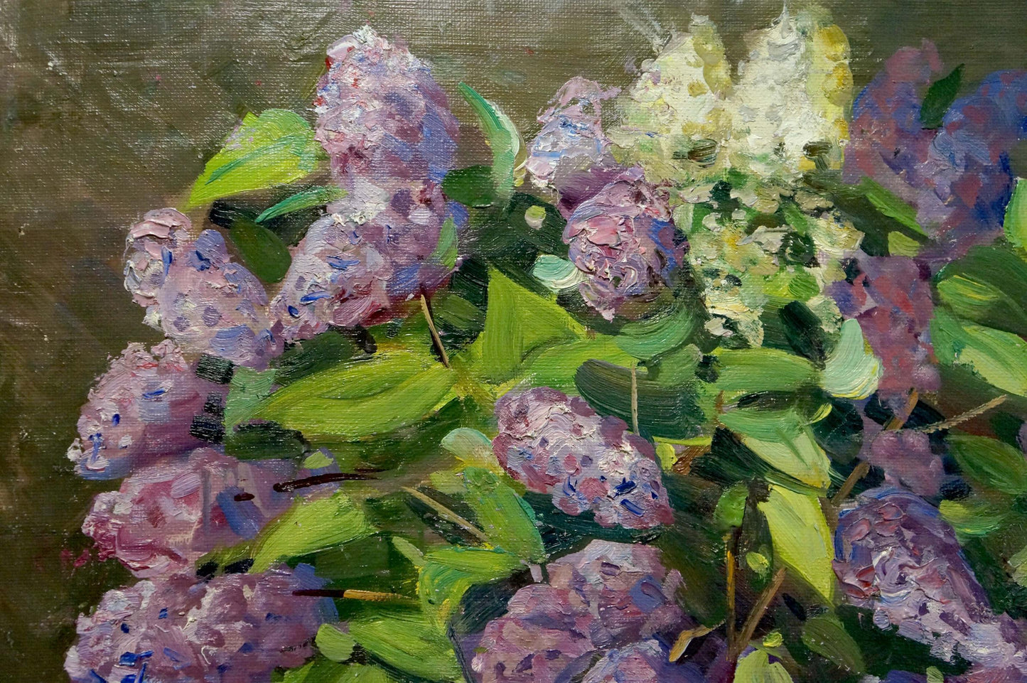 Oil painting Luxurious lilac in a vase Unknown artist
