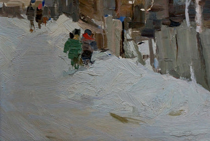 Oil painting Village street Andreev Nikolay Andreevich