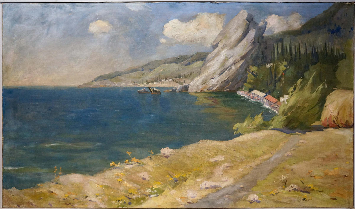 Oil painting Walk near the seashore Unknown artist