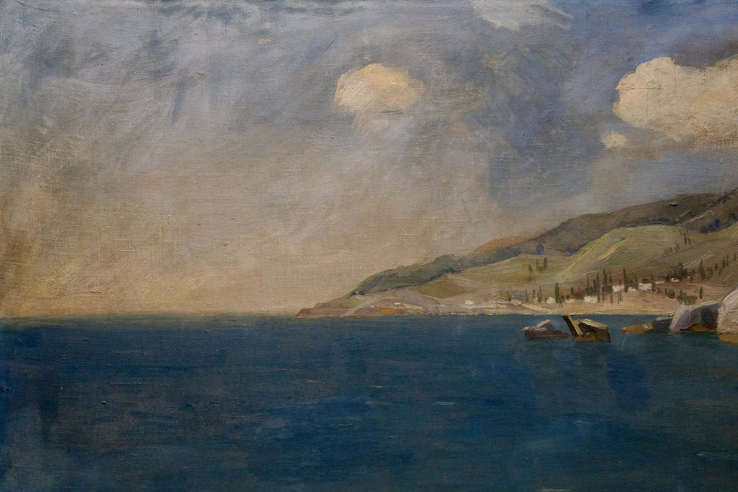 Oil painting Walk near the seashore Unknown artist