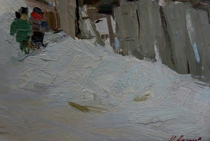 Oil painting Village street Andreev Nikolay Andreevich