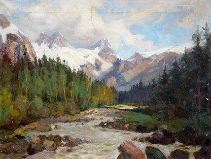 Oil painting Forest decorations in the mountains Unknown artist