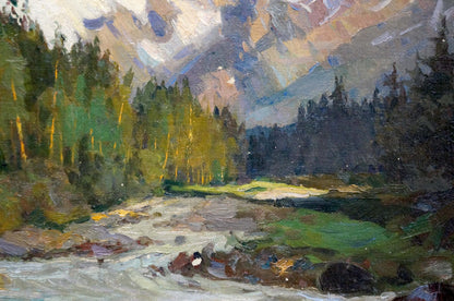 The creator of the mountain forest decorations in oil remains anonymous