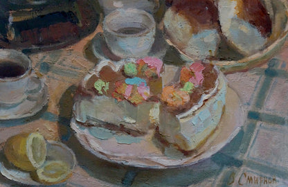 Oil painting Sweet table Smirnov Valentin Sergeevich