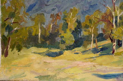 The artist behind the oil painting of mountain peaks shrouded in clouds remains unidentified