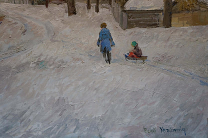 Oil painting Winter landscape Eremin Boris Alexandrovich