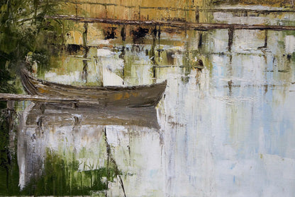 Oil painting Bridge to the village Merkulov Valentin Nikolaevich