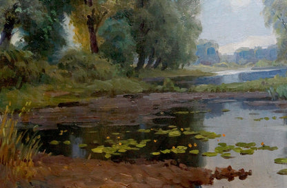 Oil painting Swamp landscape