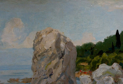 Oil painting Summer seashore Unknown artist