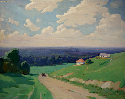 Oil painting Houses Amongst the Trees Unknown artist