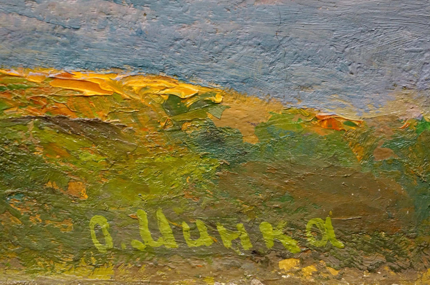 Oil painting "Natural Landscape" by Minka, capturing scenic tranquility.